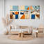 Tableau abstrait sur toile tendue, motif paysage de plage géométrique (lot de 3)-931503188