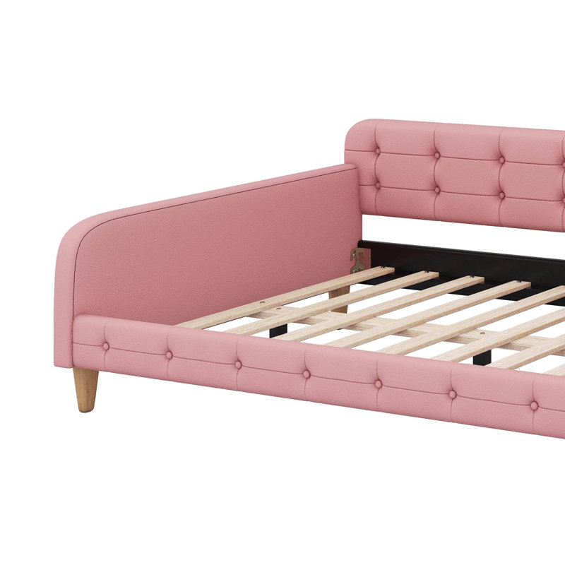 Upholstered Daybed With Legs, Full, Pink