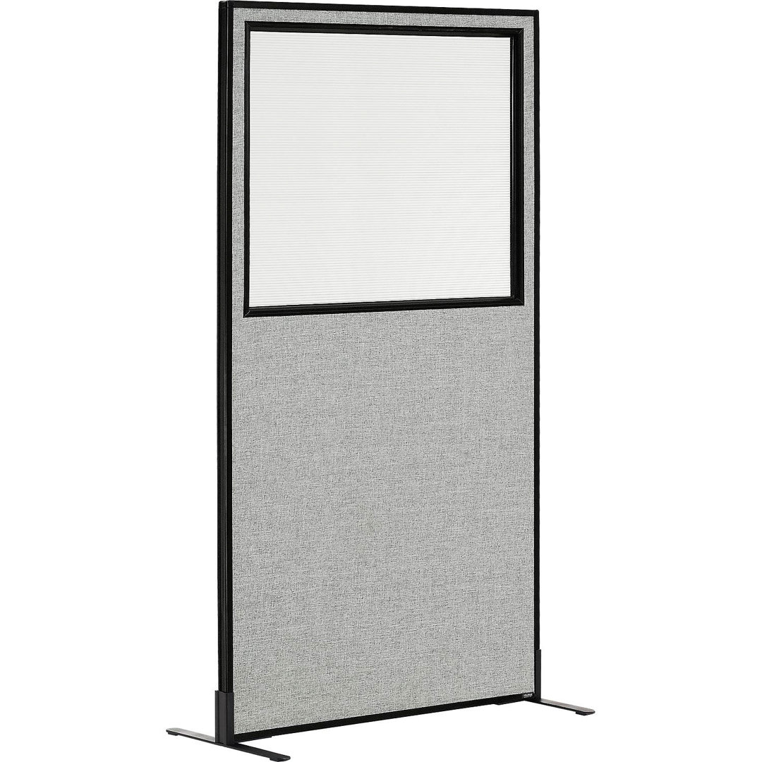 Interion Freestanding Gray Office Partition Panel With Partial Window Interion Panel 