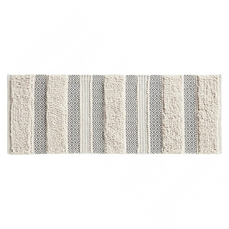 Grey Striped Woven Texture Bath Rug 22x58"