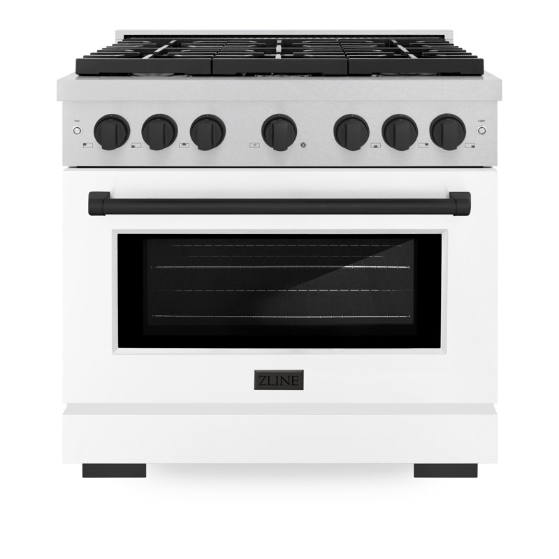 ZLINE Autograph 36" Paramount Dual Fuel DuraSnow® Range w/ White & Black Accents (SDRSZ-WM-36-MB), 4
