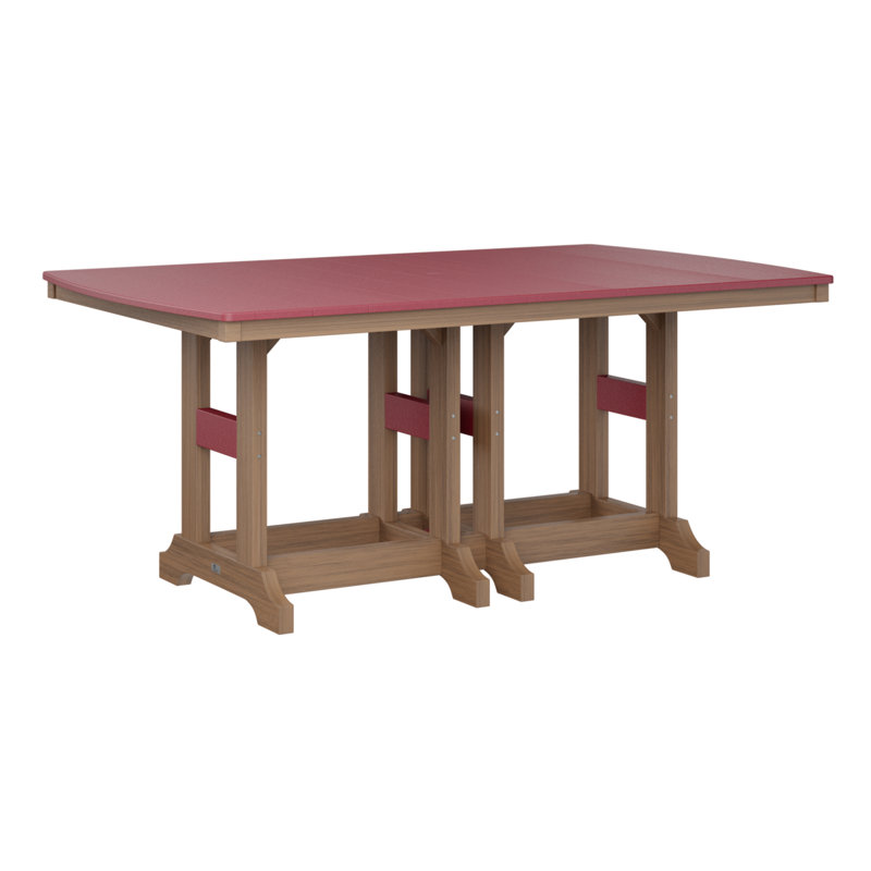 Table de bar rectangulaire Berlin Garden Garden Classic, Acajou antique, Rouge écarlate, H 39,5 po x l 72 po x P 44 po