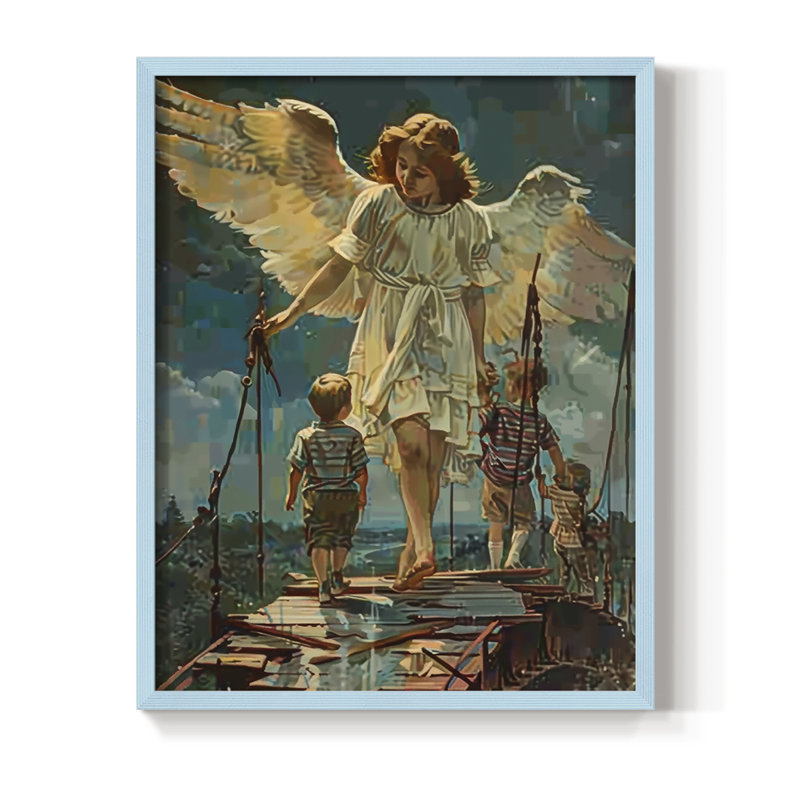 Religious Series CDXL III, reproduction d'art encadrée - bois massif, Bleu, H 15 po x l 12 po