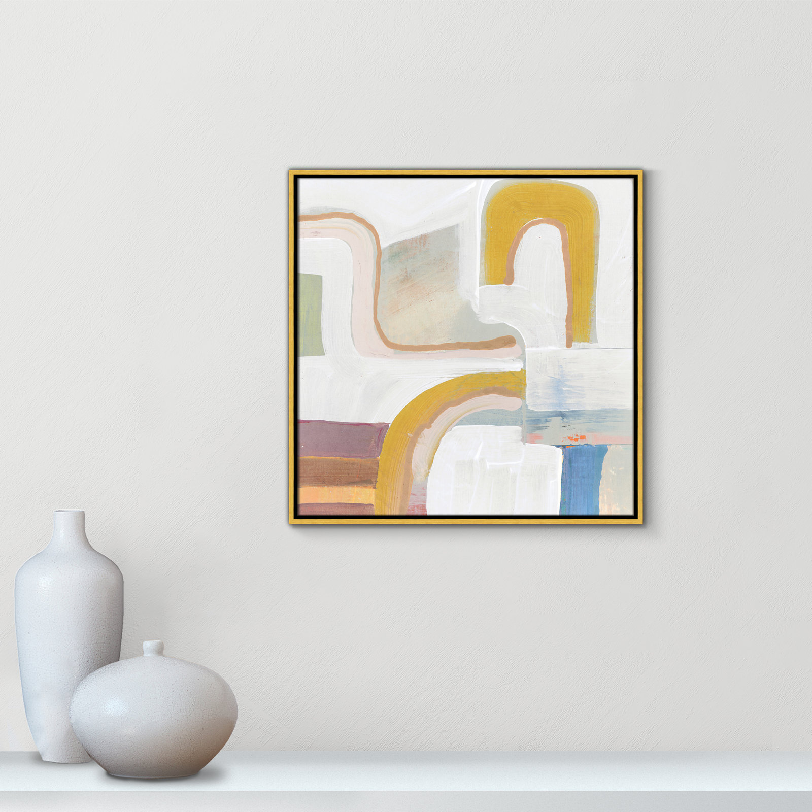 Copeland "Together Again I" Painting by Cartissi, 25.5" H x 25.5" W, Gold