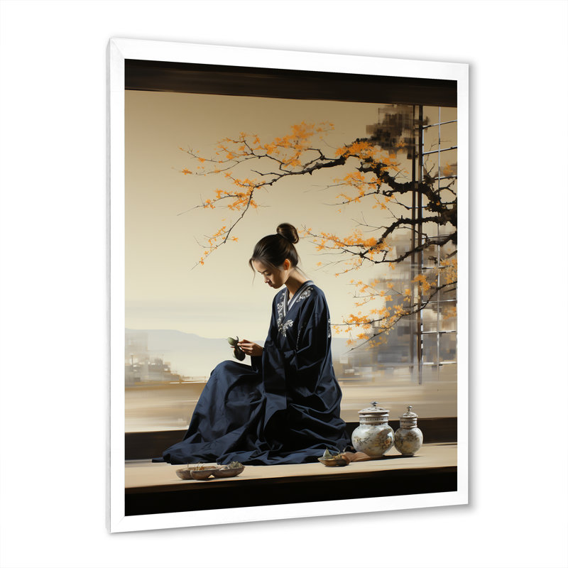 Porush Japon Art Tea Cerémonie IV - impression, H 32 po x l 24 po x P 1 po, Cadre photo blanc