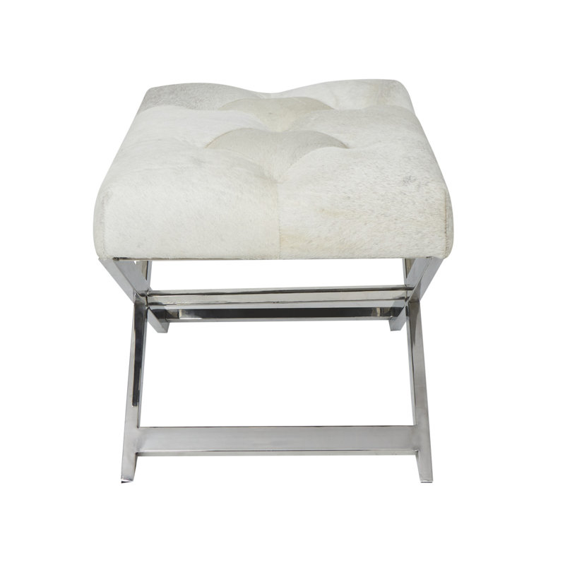 Tabouret en cuir capitonné gris clair Cayden