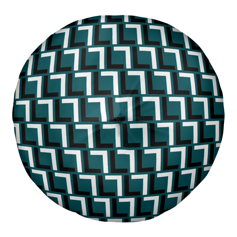 Geometric Reversible Throw Pillow, Midnight Green/Black/White, 26'' x 26''