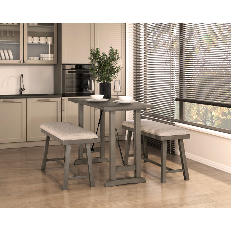Ensemble de table à hauteur de comptoir 3 pièces avec 2 banquettes en mousse