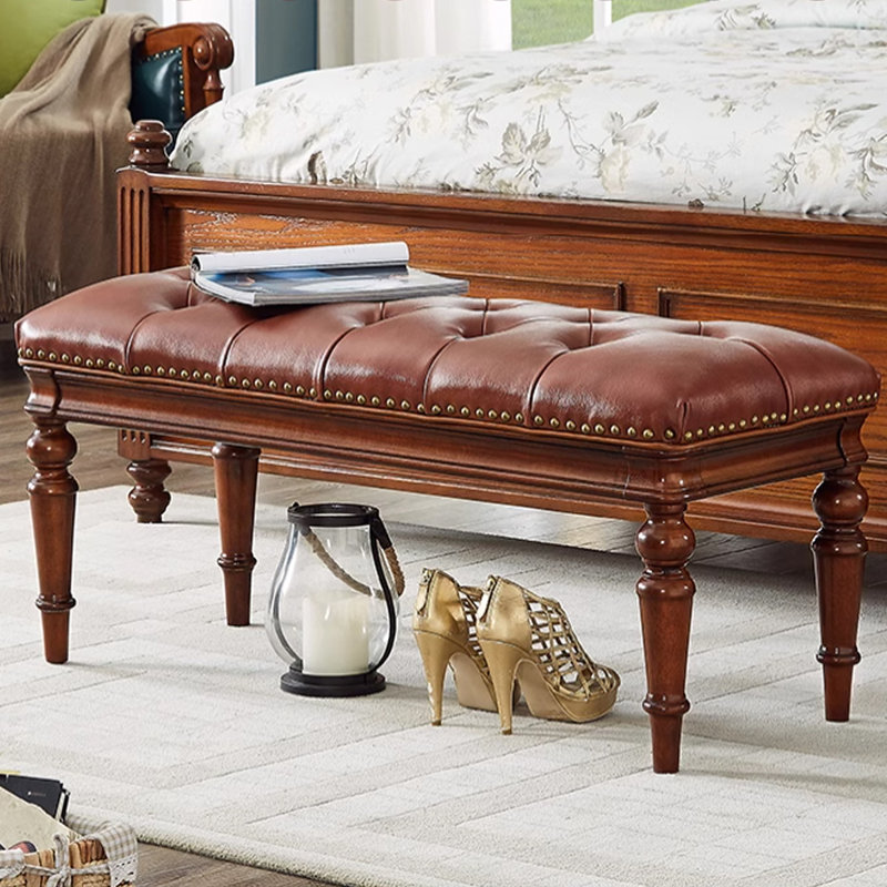 Banc en cuir brun de style moderne pour chambre et vestibule brun, Brun