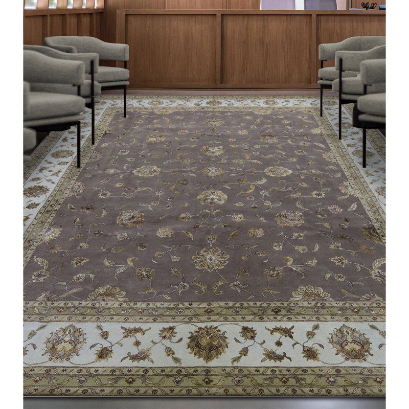 Tapis ivoire et chameau noué à la main de haute qualité