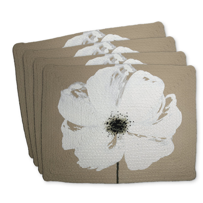 Braided Polyester Placemats - Abstract Color Splash Flower Set