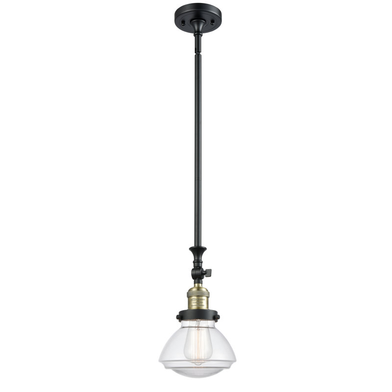 Luminaire suspendu simple à 1 lumière Chesterville, Ampoule non incluse, Transparent, Laiton antique noir