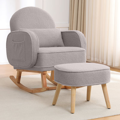 Upholstered Teddy Rocking Chair With Ottoman by Isabelle & Max