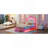 Twin Size Upholstered Bed Frame With LED Lights, Modern Upholstered Princess Bed With Crown Headboard, A Drawer, Pink+White-203426075