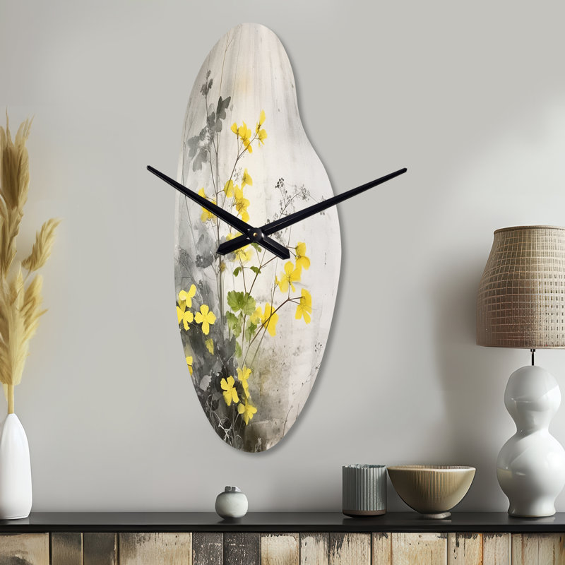 Horloge murale incurvée jaune jaune, Médium