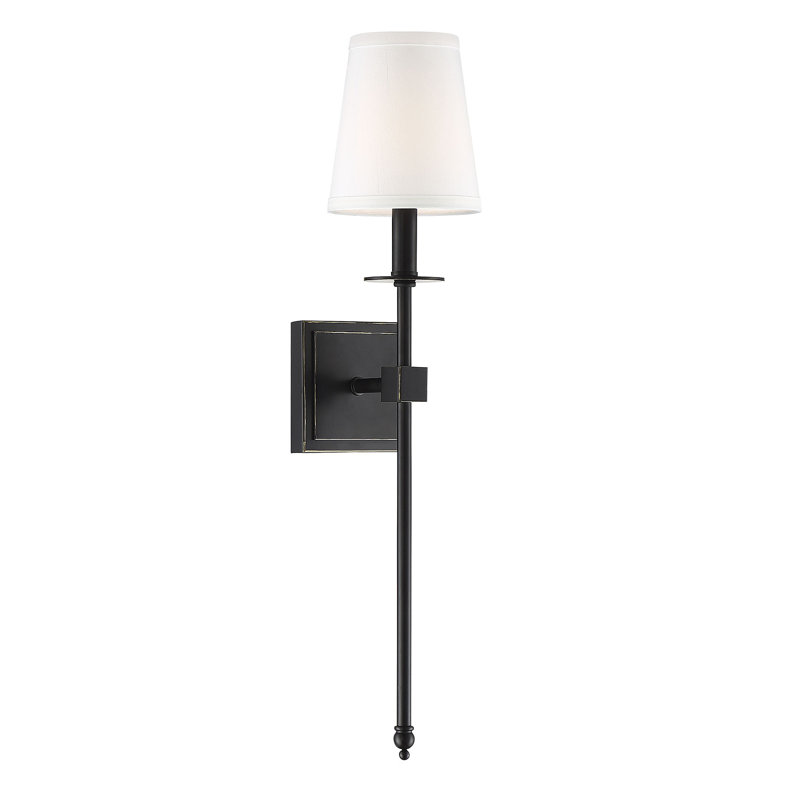Applique murale à 1 lumière à intensité variable en bronze classique Barrett, H 24 po x l 5 po x P 5 po, Bronze classique