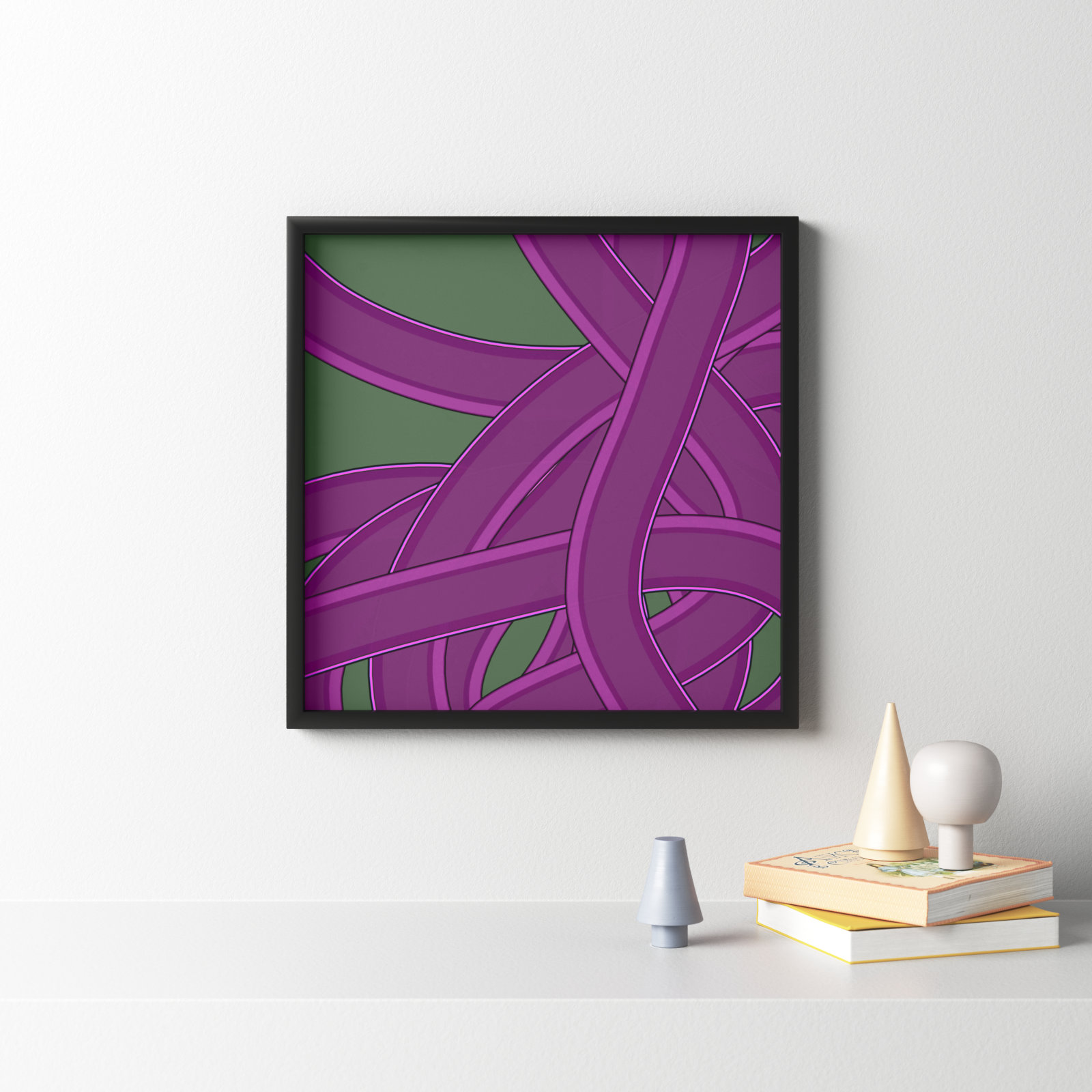 Tangled Twist by Jacques Pilon, Black, 24" H x 24" W x 1.25" D