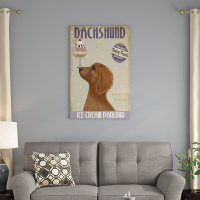 Impression sur toile tendue Fab Funky «Dachshund Ice Cream»