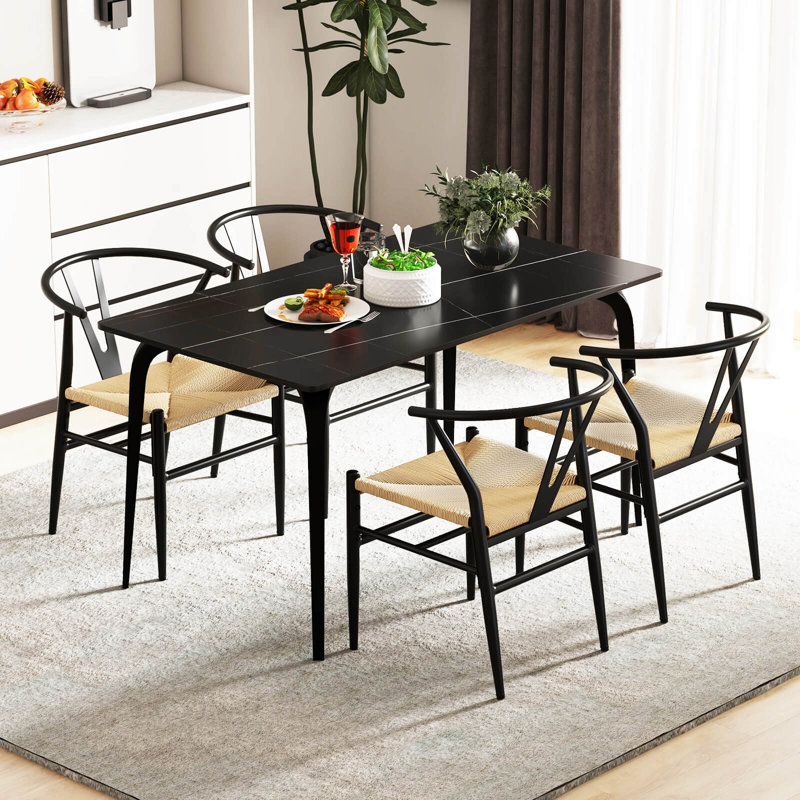 Fauteuils de cuisine Modern, 2, Noir/naturel