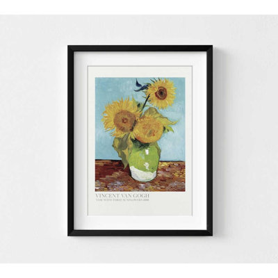 Sunflower Wall Art, Vase with Three Sunflowers