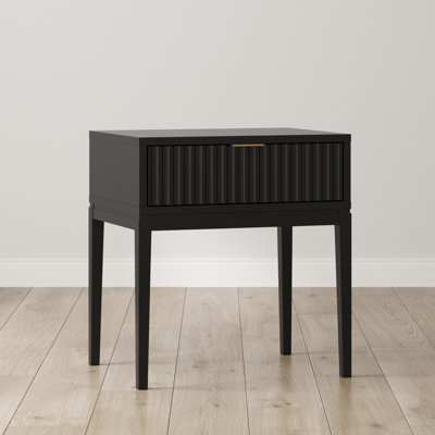 Carrera Fluted Wooden Nightstand with 1 Drawer