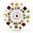 Metal Wire Sunburst Multi Colored Wall Decor with Square Shaped Accents