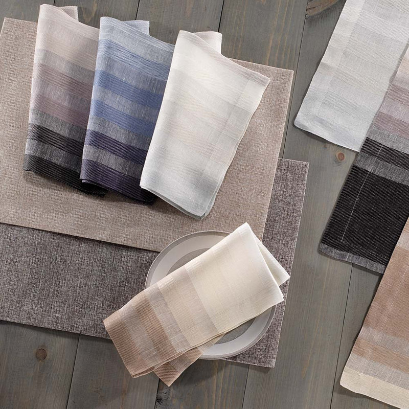 Gradient Stripe Linen Napkin, Beige