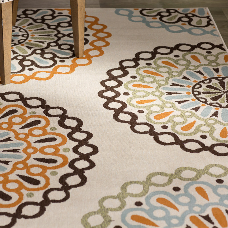 Tapis d'intérieur / extérieur à motif géométrique Centeno Performance, Rectangle 4 pi x 5 pi 7 po