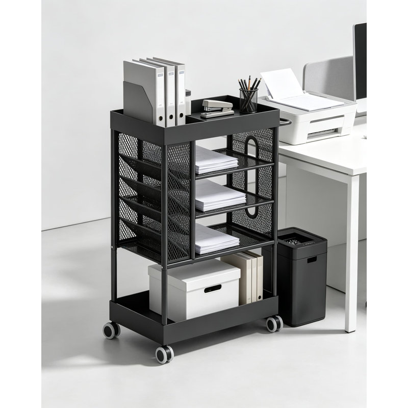 Chariot utilitaire à roulettes avec plateau en métal pour matériel d'art, organisateur de rangement multifonctionnel avec poignée pour la maison, la salle de classe, le bureau, les loisirs créatifs, la peinture, les pinceaux, les petites pièces