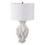 Lampe de table à quartz en pierre à base texturée ondulée, abat-jour en tissu, bureau à domicile moderne, salon, luminaire décoratif décoratif, lampe simple décorative - 29 po - blanc