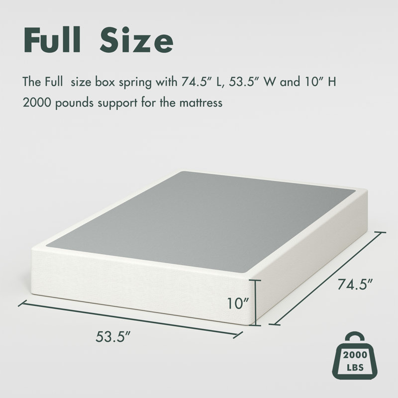 10 Inch Metal Box Spring With Frabric Cover, Easy Assembly, Full