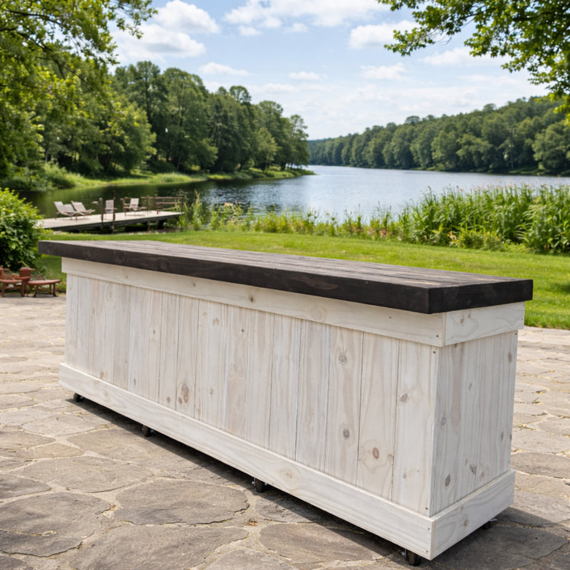 8 Ft Straight Bar Table, Indoor Outdoor Reception Desk, Cash Wrap Counter, Backyard Basement Bar
