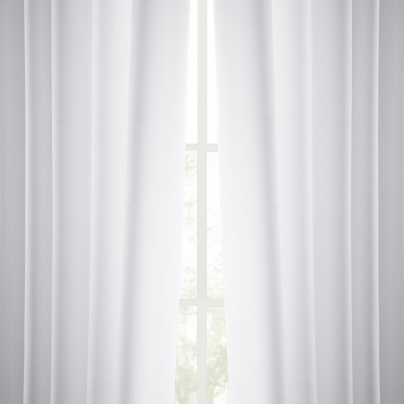 Armita Italian Faux Linen Room Darkening Curtains for Bedroom & Living Room Curtains - Single Panel Window Curtains, White