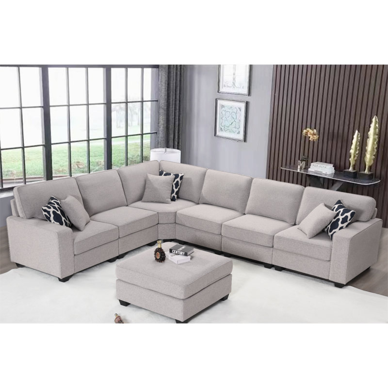 Rahyl 8 - Piece Flexible combination Sectional Sofa, Gray Polyester Blend