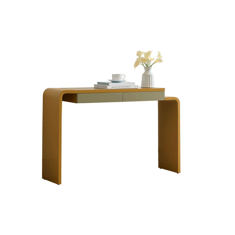 Rounded Silhouette Console Table - Sofa Entryway Table with 2 Drawers for Living Room, Hallway, Entryway