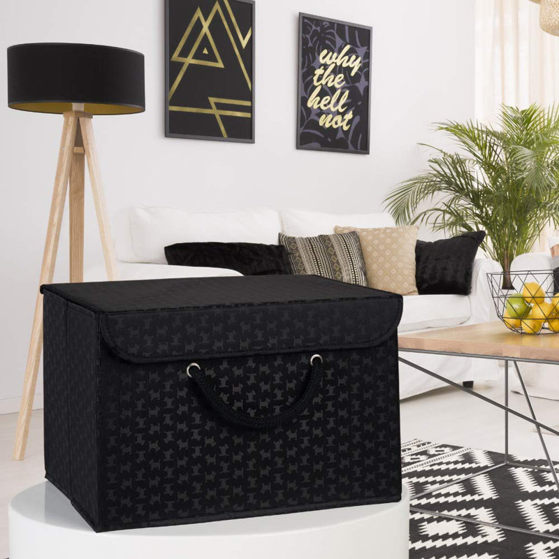 Marlow Home Co. Fabric And Canvas Storage Fabric Decorative Bin, Black, Pack of 2