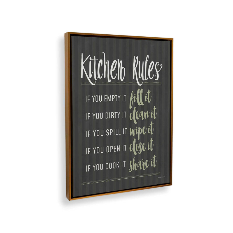«Kitchen Rules» par Art texturé, L 12 po x H 16 po, Gold, Toile avec cadre