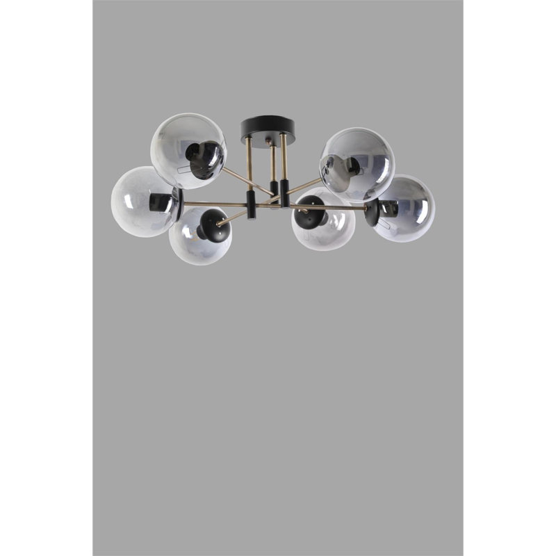 Witsham 6 - Light Sputnik Chandelier, Black, Smoke
