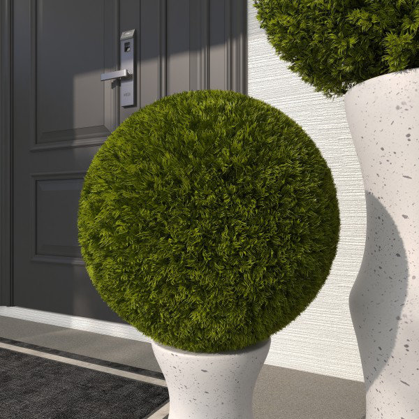 Boule de feuillage artificielle verte, H 15 po x l 15 po x p 15 po