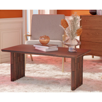 Table basse rectangulaire moderne en bois massif - Finition naturelle ou noyer, table basse en bois pour le salon