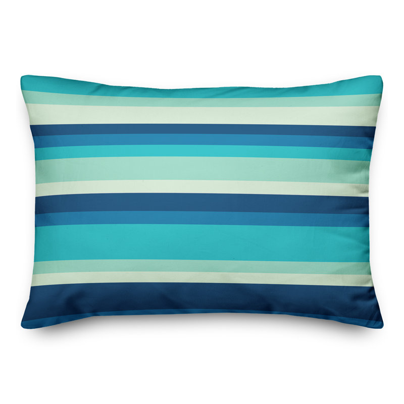 Striped Outdoor Throw Pillow, Polyester/Polyfill, Blue/Cream