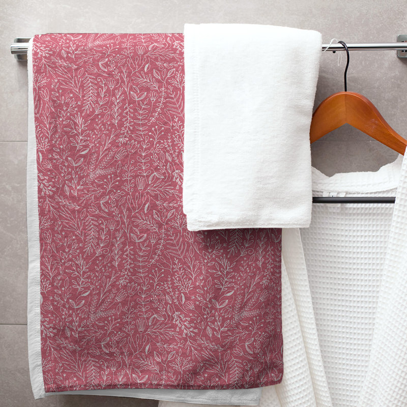 Serviette de bain florale ditsy classique, Rouge
