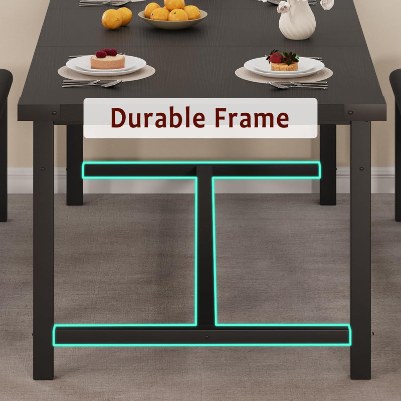 63" Dining Table Set for 4-6, Large Extendable Kitchen Table Set with 2 Upholstered Benches for 6, 3 Piece Rectangle Dining Table Set for 4 for Apartment, Saving Space