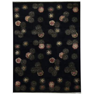 Tapis noir de haute qualité noué à la main