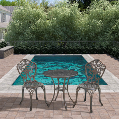 Ensemble bistro long en aluminium 25,6 "pour 2 personnes Baruyr