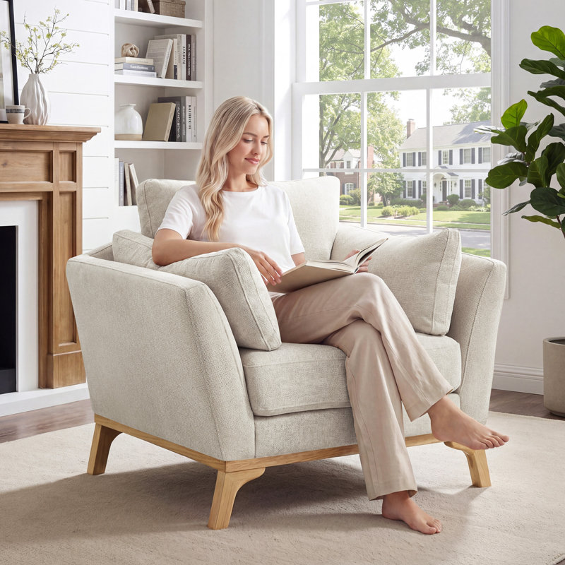 Lodell Upholstered Armchair, Smoke White Polyester Twill