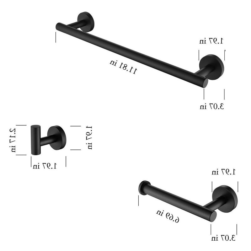 3 - Piece Bathroom Hardware Set, Matte Black