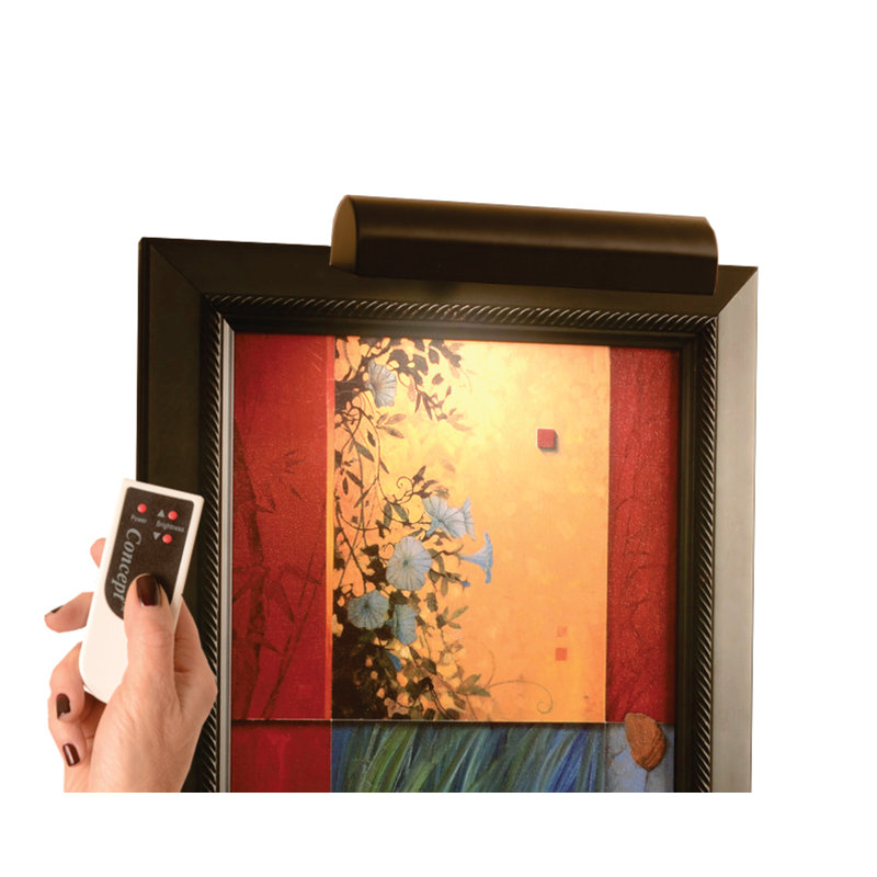 Luminaire pour tableau mural à DEL à intensité variable avec télécommande, Noir mat, H 1,75 po x l 7,75 po x P 0,5 po
