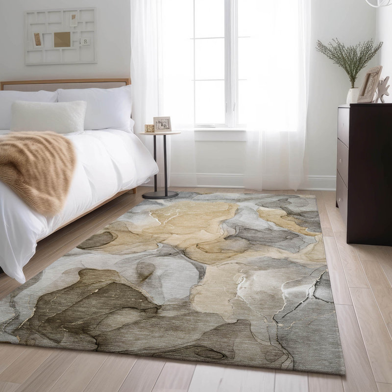 Tapis brun lavable de qualité supérieure 1 pi 8 po x 2 pi 6 po Cerrito AMF504, Rectangle de 10 pi x 14 pi