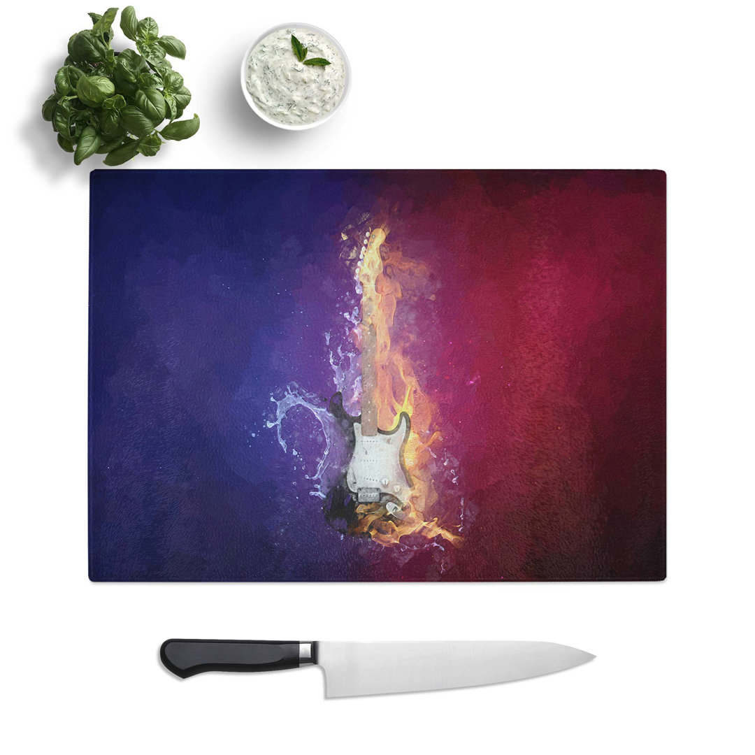 Glass Electric Guitar Elements in Abstract Chopping Board